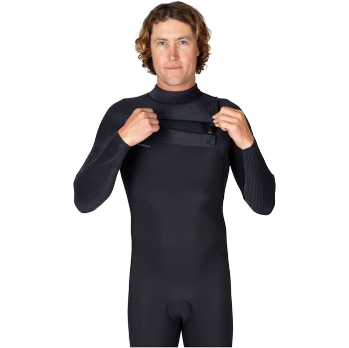 2024 O'Neill Mens Hyperfreak Wind 4/3mm+ Chest Zip Wetsuit 5628 - Black